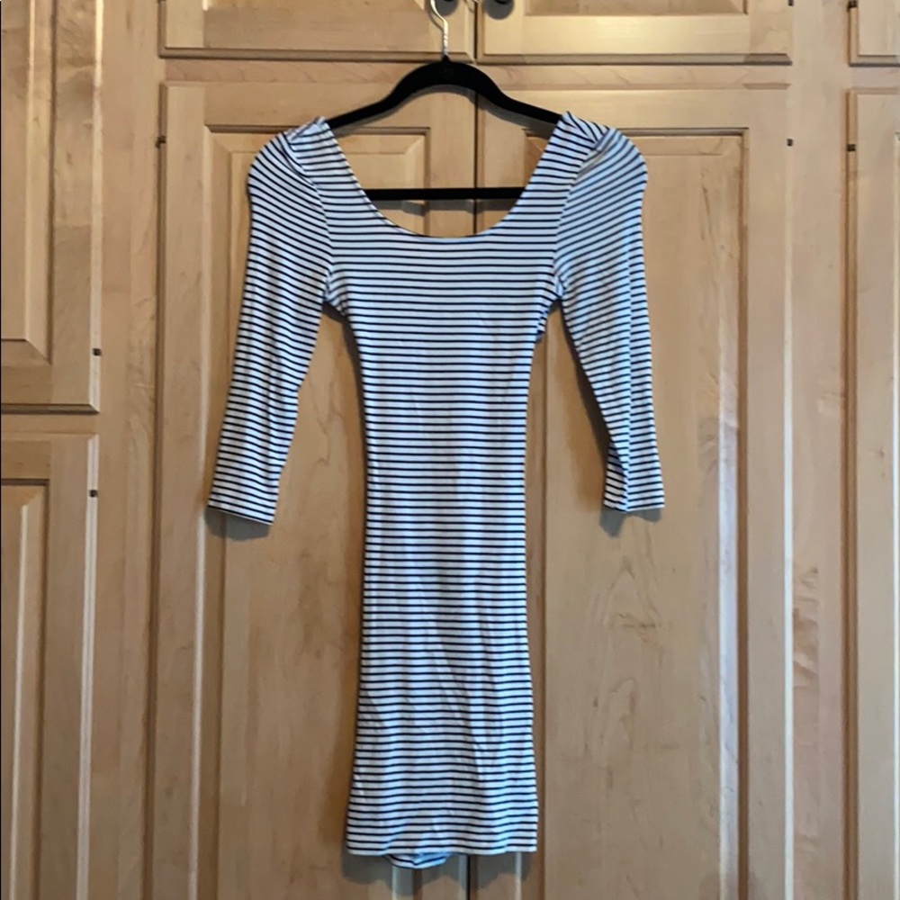 Black and white striped criss-cross back dress (S)